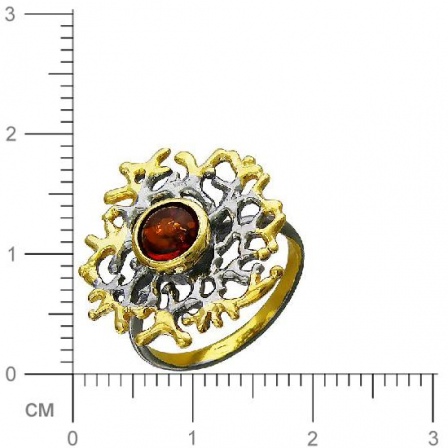 Кольцо с янтарем из чернёного серебра с позолотой (арт. 337962)