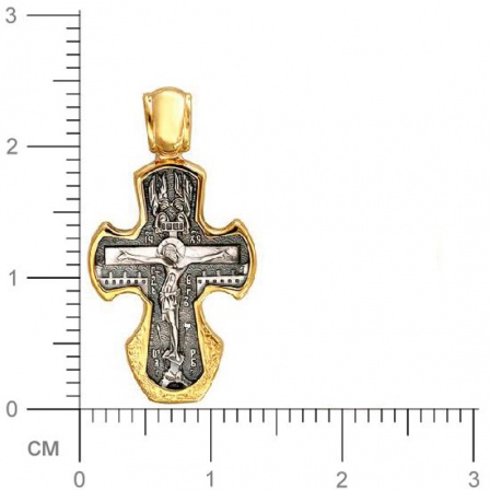 Крестик из чернёного серебра с позолотой (арт. 338065)