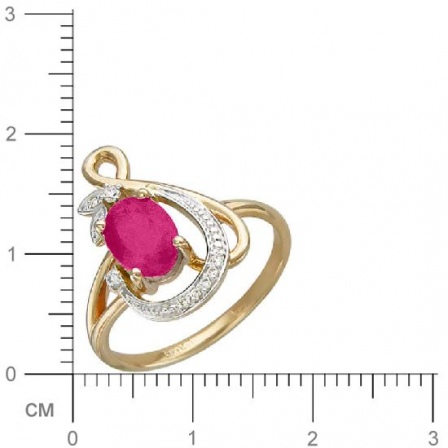 Кольцо с бриллиантами, рубином из красного золота (арт. 338139)