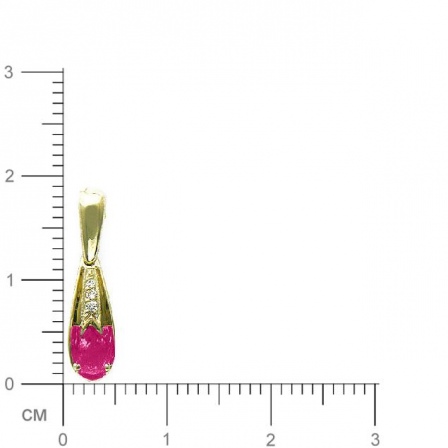 Подвеска с бриллиантами, рубином из желтого золота 750 пробы (арт. 338144)