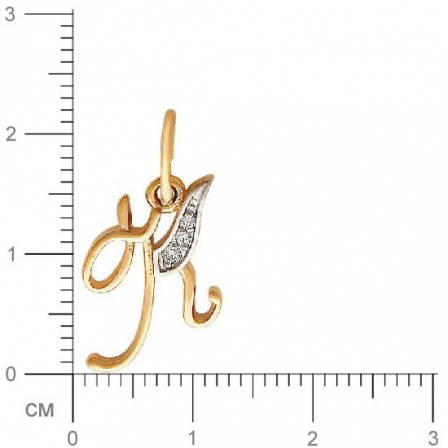 Подвеска буква "К" с фианитами из красного золота (арт. 341703)
