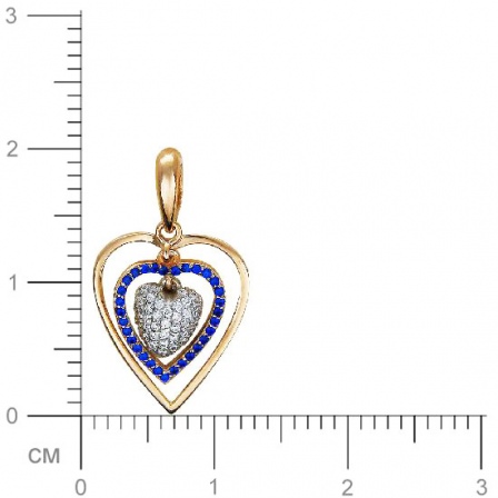 Подвеска Сердце со шпинелью, фианитами из комбинированного золота (арт. 341983)