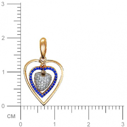 Подвеска Сердце с фианитами из комбинированного золота (арт. 341985)