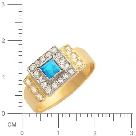 Кольцо с топазом, фианитами из комбинированного золота (арт. 344559)