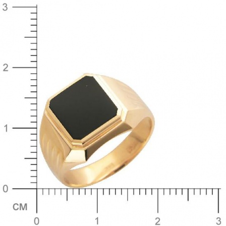 Кольцо с ониксом из красного золота (арт. 344610)