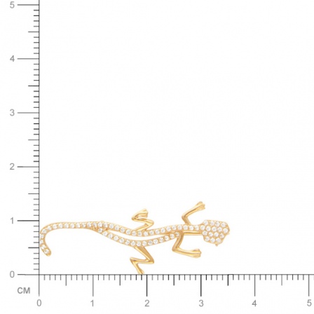 Брошь Ящерица с 63 фианитами из красного золота (арт. 344864)