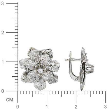 Серьги Цветы с фианитами из серебра (арт. 347013)