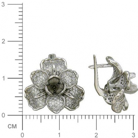 Серьги Цветы  с фианитами из серебра (арт. 347020)