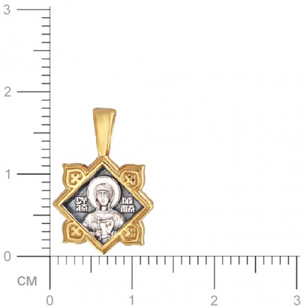 Подвеска-иконка "Святая Валерия" из чернёного серебра с позолотой (арт. 347298)