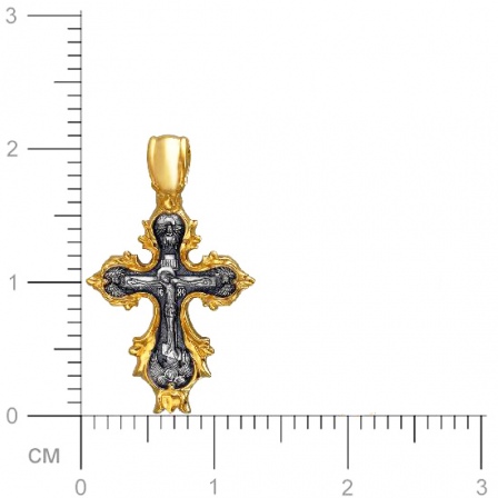 Крестик из чернёного серебра с позолотой (арт. 347357)