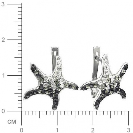 Серьги Морские звезды с кристаллами swarovski из серебра (арт. 348174)