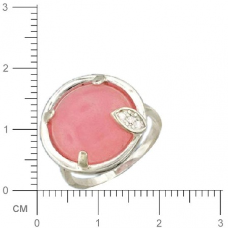 Кольцо с кварцем, фианитом из серебра (арт. 348821)