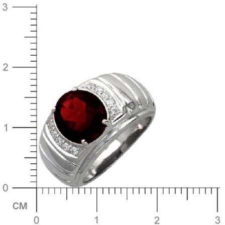 Кольцо с гранатом, фианитами из серебра (арт. 349172)