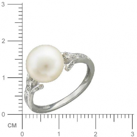 Кольцо с фианитами, жемчугом из серебра (арт. 349352)