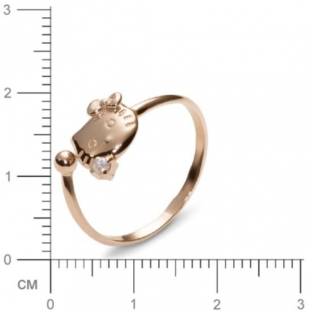 Кольцо Кошка с 1 фианитом из красного золота (арт. 350823)