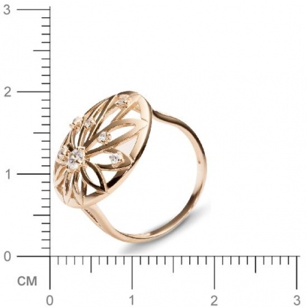 Кольцо Цветок с 7 фианитами из красного золота  (арт. 350884)