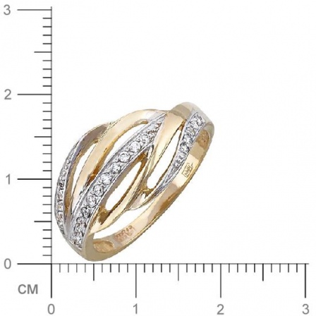 Кольцо с 21 фианитами из жёлтого золота  (арт. 351075)