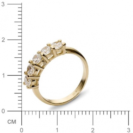 Кольцо с 5 фианитами из жёлтого золота  (арт. 351087)