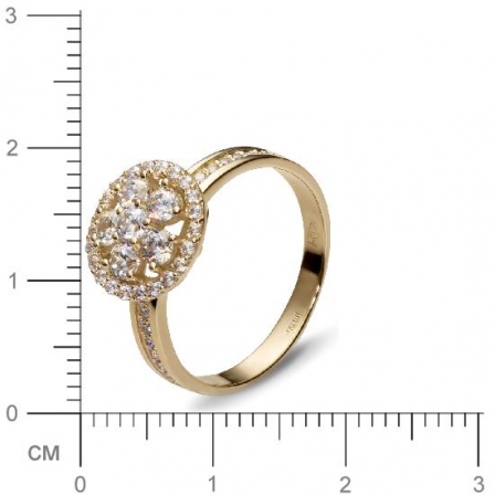 Кольцо с 40 фианитами из жёлтого золота  (арт. 351094)