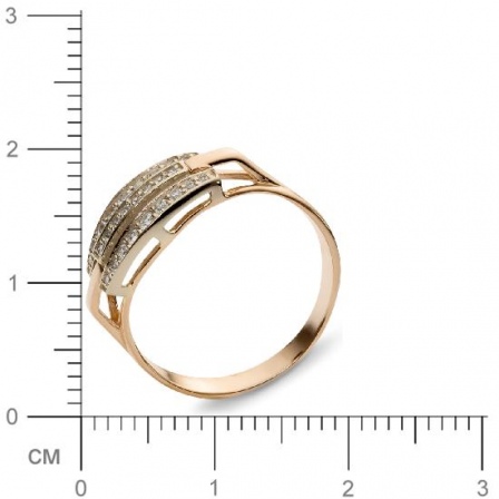 Кольцо с 27 фианитами из комбинированного золота  (арт. 351124)