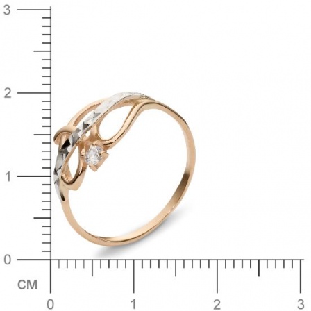 Кольцо с 1 фианитом из комбинированного золота  (арт. 351134)
