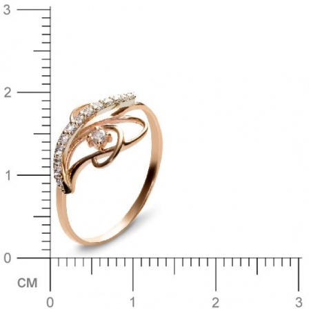 Кольцо с 15 фианитами из комбинированного золота  (арт. 351141)