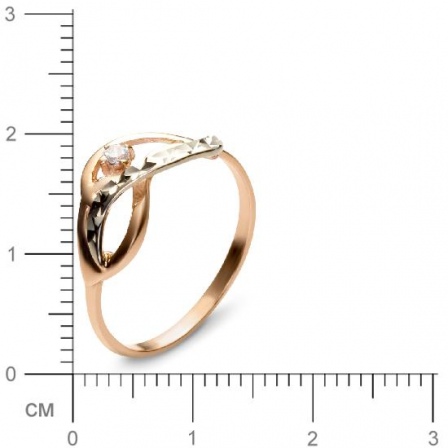 Кольцо с 1 фианитом из комбинированного золота  (арт. 351142)