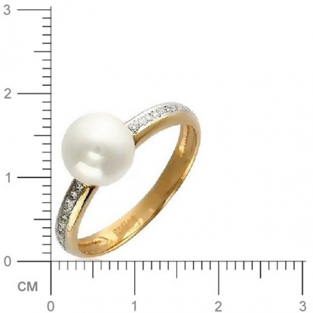 Кольцо с 1 жемчугом, 22 фианитами из красного золота  (арт. 351245)