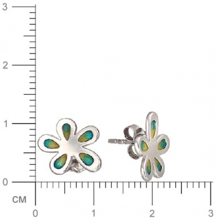 Серьги Цветы с фианитами из серебра (арт. 351424)