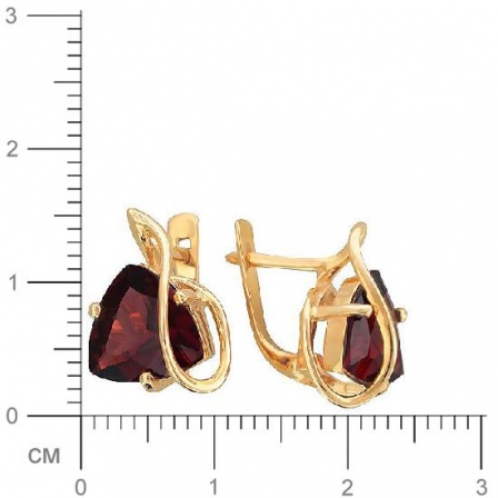 Серьги с 2 гранатами из красного золота  (арт. 353173)