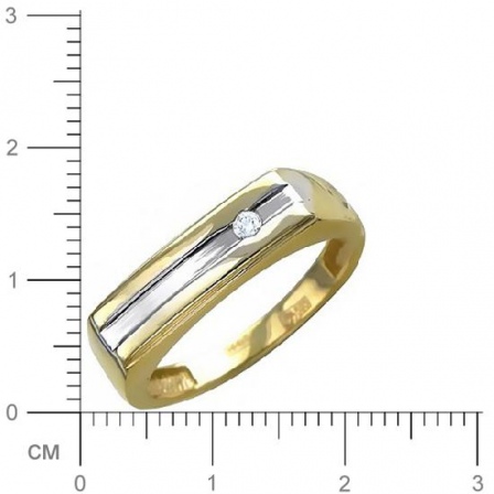 Кольцо с 1 фианитом из комбинированного золота  (арт. 353426)