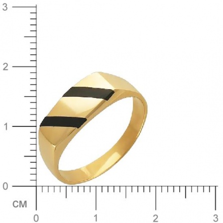 Кольцо с 2 ониксами из жёлтого золота  (арт. 353508)