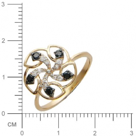 Кольцо Цветок с 15 фианитами из красного золота  (арт. 354114)