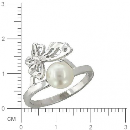 Кольцо с жемчужинами, фианитами из серебра 925 пробы (арт. 356472)
