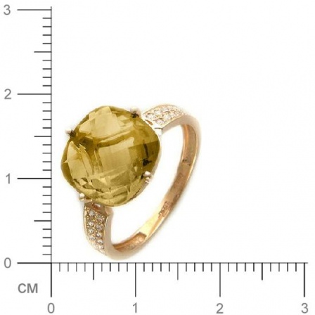 Кольцо с 1 кварцем, 24 фианитами из красного золота  (арт. 358550)