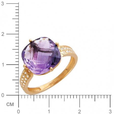 Кольцо с 1 аметистом, 24 фианитами из красного золота  (арт. 358552)