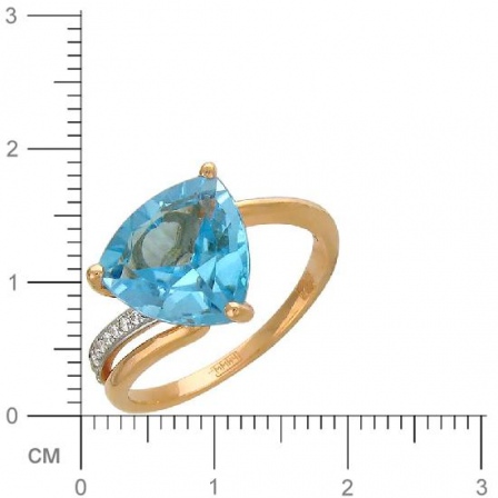 Кольцо с 1 топазом, 9 фианитами из красного золота  (арт. 358560)