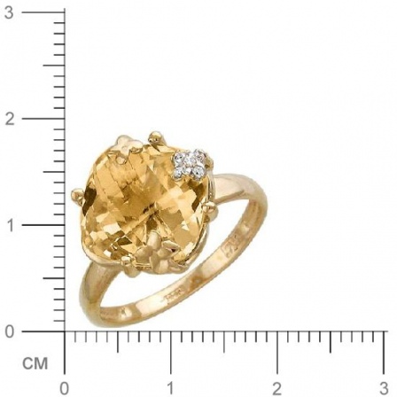 Кольцо с 1 кварцем, 5 фианитами из красного золота  (арт. 358563)