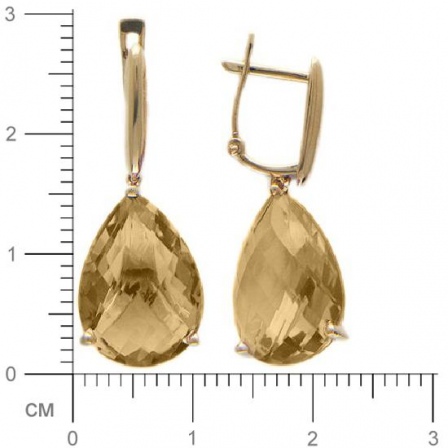 Серьги с 2 кварцами из красного золота  (арт. 358681)