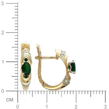 Серьги с 16 бриллиантами, 2 изумрудами из комбинированного золота  (арт. 359228)