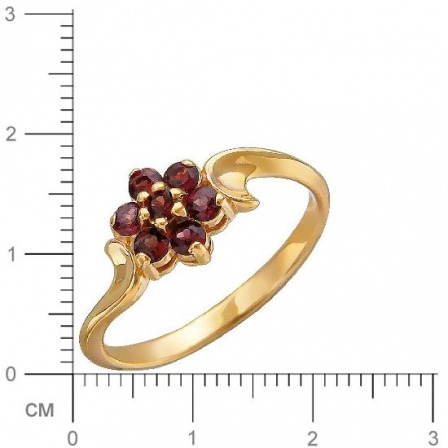 Кольцо Цветок с 7 родолитами из красного золота  (арт. 359330)