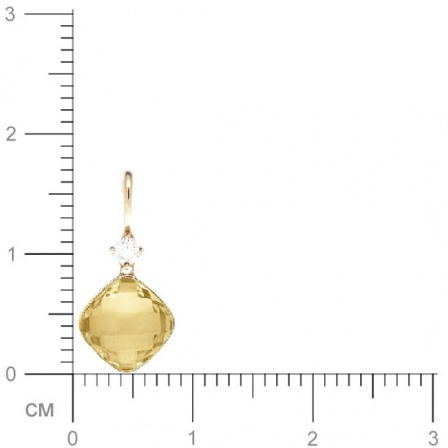 Подвеска с 1 кварцем, 1 фианитом из красного золота  (арт. 359563)