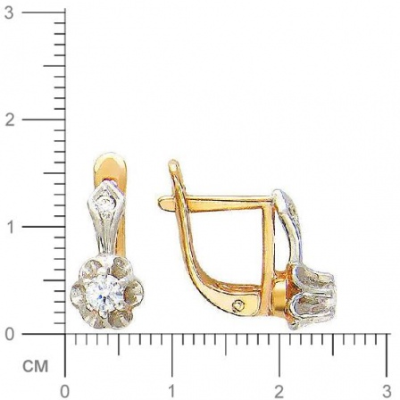 Серьги с 4 фианитами из красного золота  (арт. 361315)