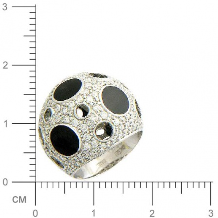 Кольцо с 171 бриллиантами, 3 ониксами из белого золота 750 пробы (арт. 361814)