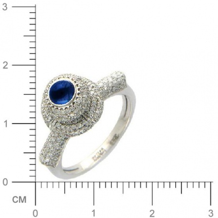 Кольцо с 327 бриллиантами, 1 сапфиром из белого золота 750 пробы (арт. 361820)