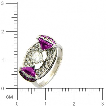 Кольцо с 95 бриллиантами, 2 турмалинами из белого золота 750 пробы (арт. 361831)