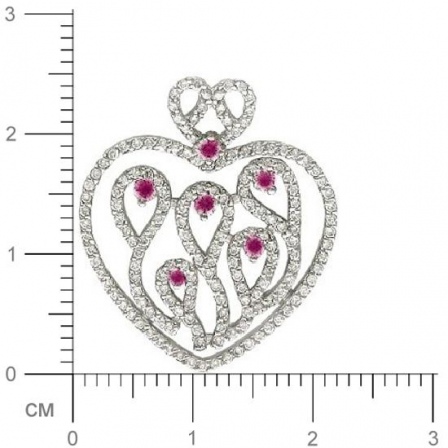 Подвеска Сердце с 169 бриллиантами, 6 рубинами из белого золота 750 пробы (арт. 361867)