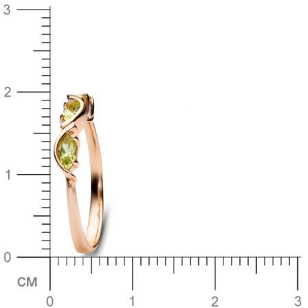 Кольцо с 3 хризолитами из красного золота  (арт. 362011)