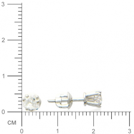 Серьги с 2 фианитами из белого золота  (арт. 362171)