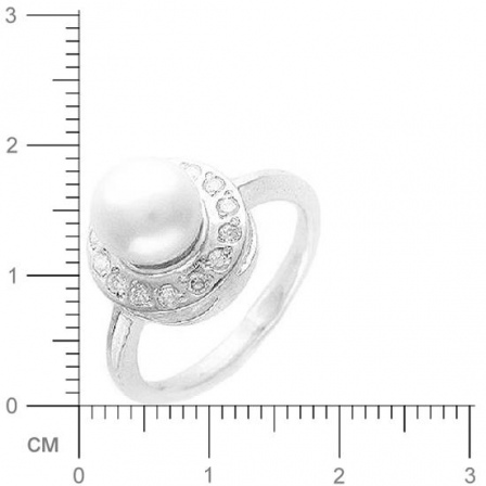Кольцо с жемчужинами, фианитами из серебра 925 пробы (арт. 362815)